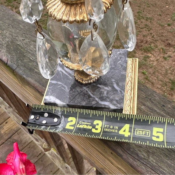 Vintage Art Deco Dilly MFG Co Brass on Marble Crystal Drops Six Arm Candelabra - Picture 9 of 9